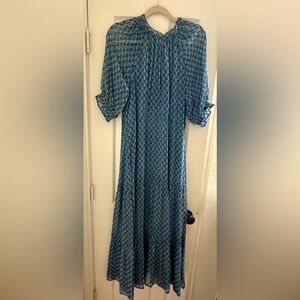 Worn Once Size 12 Boden Tiered Maxi Dress, Blue